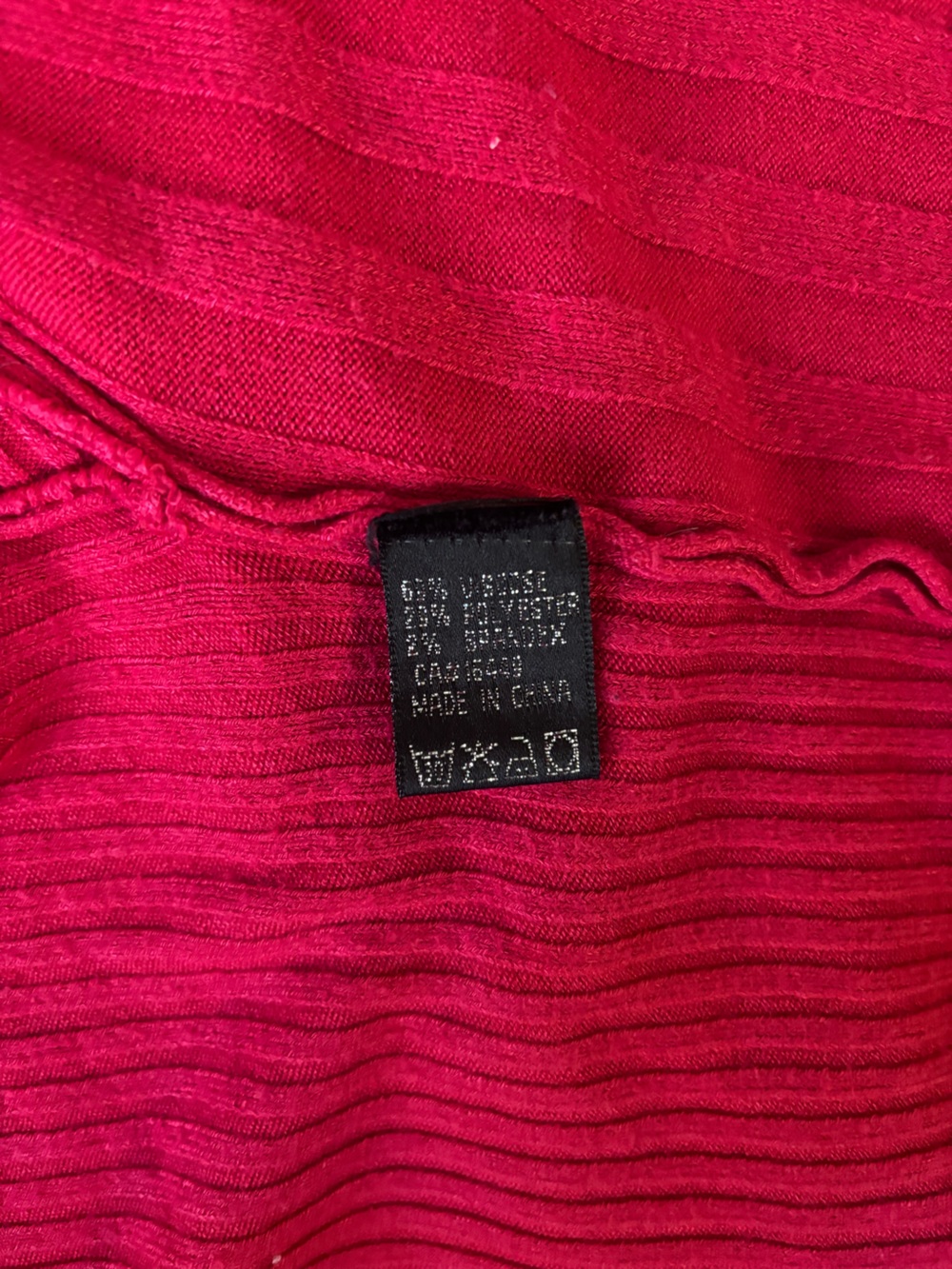 Open-Front Red Ribbed Draped Cardigan Sweater - Picture 4 of 5